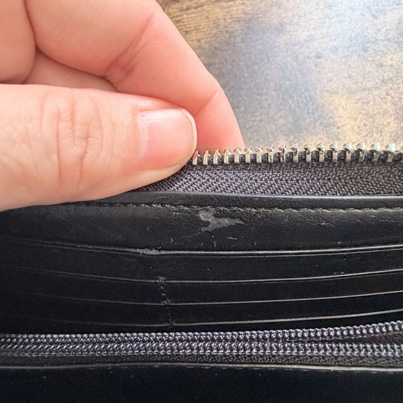 Coach Black Floral Rose Accordion Zip Wallet - Picture 3 of 9